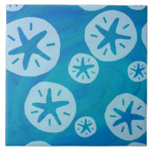 Sand Dollar White en Blue Pattern Tegeltje (Voorkant)