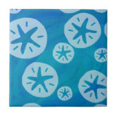Sand Dollar White en Blue Pattern Tegeltje (Voorkant)