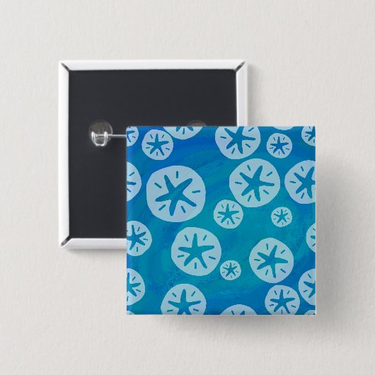 Sand Dollar White en Blue Pattern Vierkante Button 5,1 Cm (Voorkant /achterkant)
