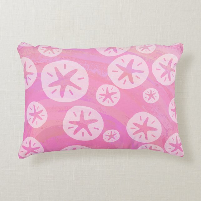 Sand Dollar White en roze Accent Kussen (Voorkant)