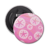 Sand Dollar White en roze Button Flesopener (Voorkant)