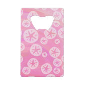 Sand Dollar White en roze Creditkaart Flessenopener (Voorkant)