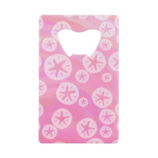 Sand Dollar White en roze Creditkaart Flessenopener (Voorkant)