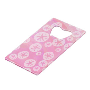 Sand Dollar White en roze Creditkaart Flessenopener
