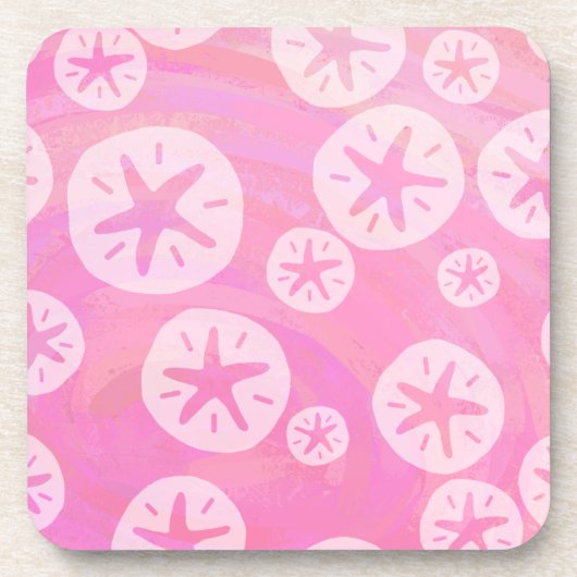 Sand Dollar White en roze Drankjes Onderzetter (Voorkant)