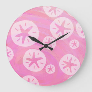 Sand Dollar White en roze Grote Klok
