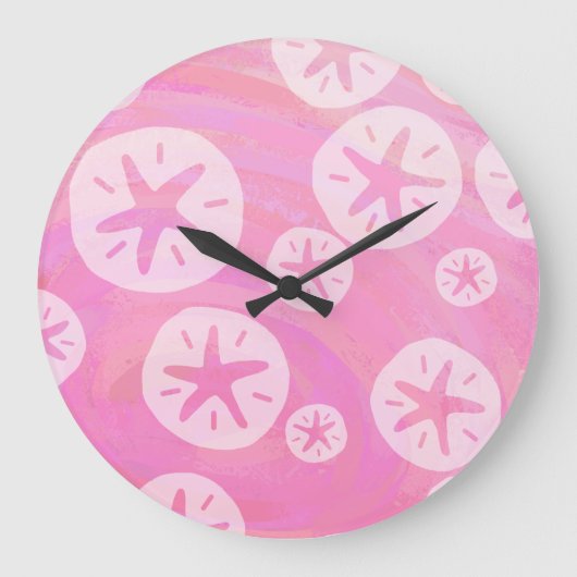 Sand Dollar White en roze Grote Klok (Voorkant)
