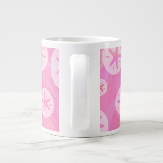 Sand Dollar White en roze Grote Koffiekop (Achterkant)