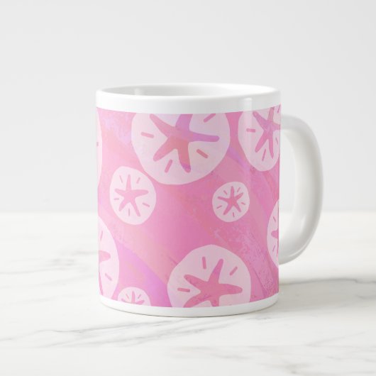 Sand Dollar White en roze Grote Koffiekop (Voorkant rechts)