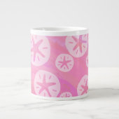Sand Dollar White en roze Grote Koffiekop (Voorkant)