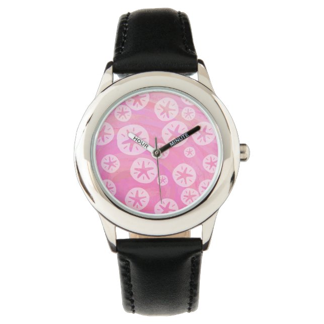 Sand Dollar White en roze Horloge (Voorkant)