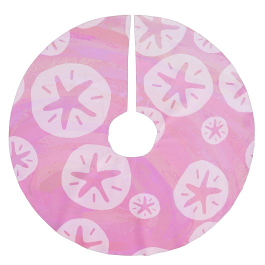 Sand Dollar White en roze Kerstboom Rok (Voorkant)