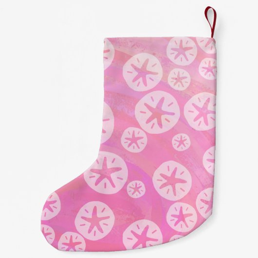 Sand Dollar White en roze Kleine Kerstsok (Achterkant)