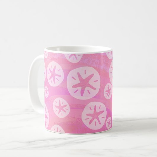 Sand Dollar White en roze Koffiemok (Voorkant links)