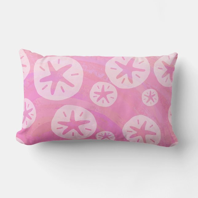 Sand Dollar White en roze Kussen (Voorkant)