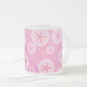 Sand Dollar White en roze Matglas Koffiemok (Voorkant rechts)