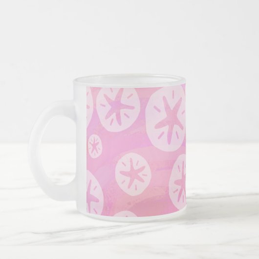 Sand Dollar White en roze Matglas Koffiemok (Links)