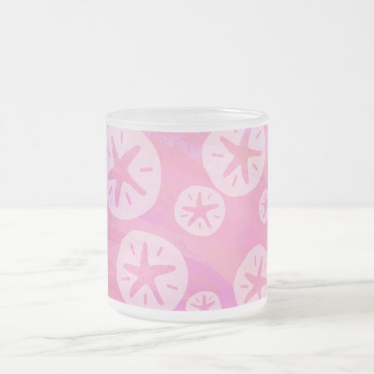 Sand Dollar White en roze Matglas Koffiemok (Center)