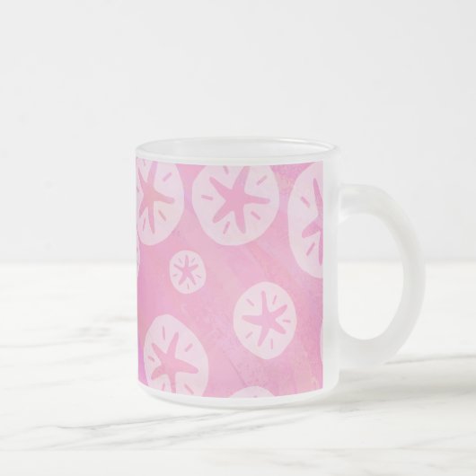 Sand Dollar White en roze Matglas Koffiemok (Rechts)