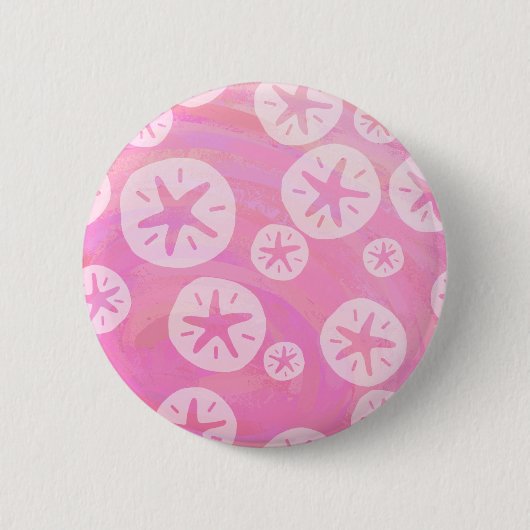 Sand Dollar White en roze Ronde Button 5,7 Cm (Voorkant)