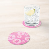 Sand Dollar White en roze Ronde Kartonnen Onderzetter (Insitu)