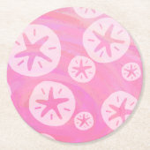 Sand Dollar White en roze Ronde Kartonnen Onderzetter (Voorkant)