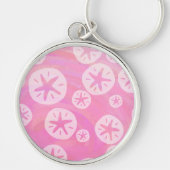 Sand Dollar White en roze Sleutelhanger (Voorkant)