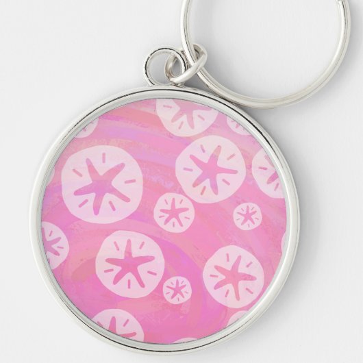Sand Dollar White en roze Sleutelhanger (Voorkant)