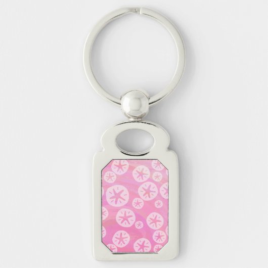 Sand Dollar White en roze Sleutelhanger (Voorkant)