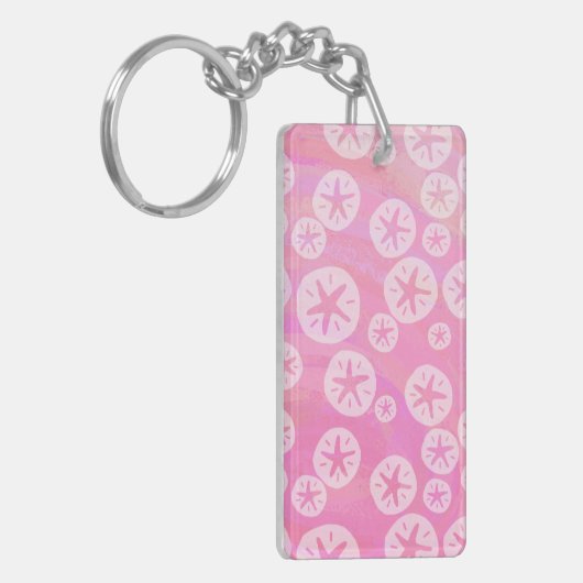 Sand Dollar White en roze Sleutelhanger (Voorkant Links)