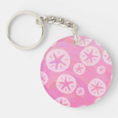 Sand Dollar White en roze Sleutelhanger (Voorkant)