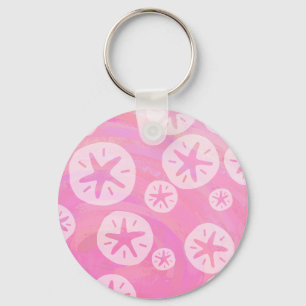 Sand Dollar White en roze Sleutelhanger