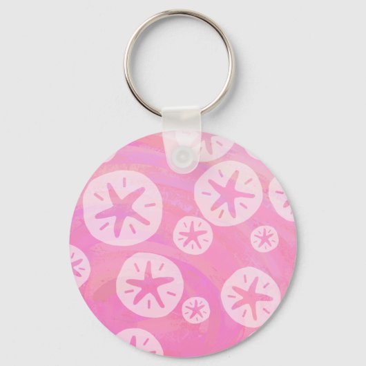 Sand Dollar White en roze Sleutelhanger (Voorkant)