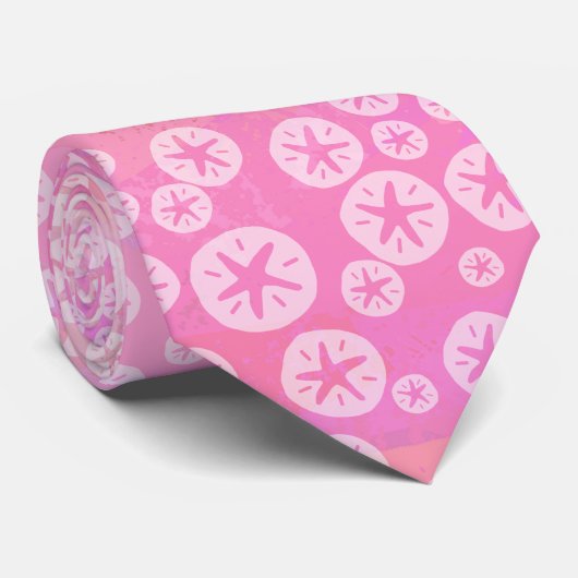 Sand Dollar White en roze Stropdas (Opgerold)