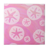 Sand Dollar White en roze Tegeltje (Voorkant)