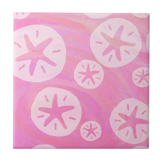 Sand Dollar White en roze Tegeltje (Voorkant)