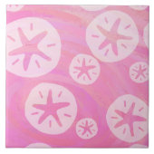 Sand Dollar White en roze Tegeltje (Voorkant)