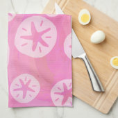Sand Dollar White en roze Theedoek (Quarter Fold)