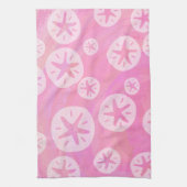 Sand Dollar White en roze Theedoek (Verticaal)