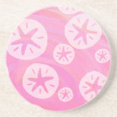 Sand Dollar White en roze Zandsteen Onderzetter (Voorkant)