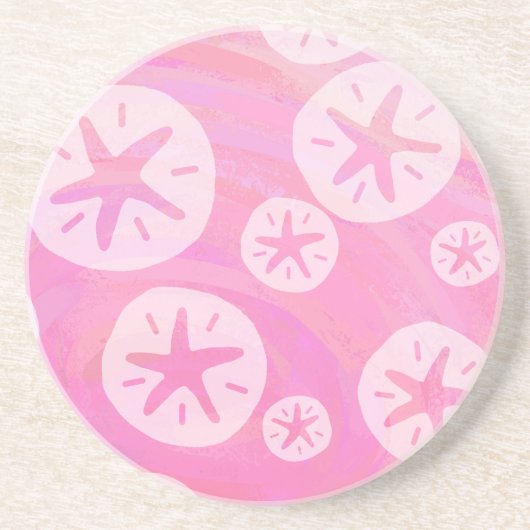 Sand Dollar White en roze Zandsteen Onderzetter (Voorkant)