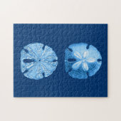 Sand Dollar Zee Life Print, Indigoblauw en wit Legpuzzel (Horizontaal)