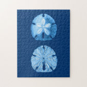 Sand Dollar Zee Life Print, Indigoblauw en wit Legpuzzel (Verticaal)