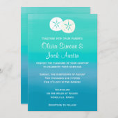Sand Dollars Beach Ocean Wedding Invitation Kaart (Voorkant / Achterkant)