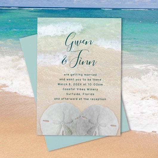 Sand Dollars Beach Scene Marriage Ceremony Kaart
