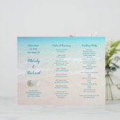 Sand Dollars Beach Scene Tri-Fold Wedding Programm (Staand voorkant)