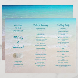 Sand Dollars Beach Scene Tri-Fold Wedding Programm