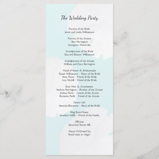 Sand Dollars Beach Wedding Tall Program Sjabloon (Achterkant)