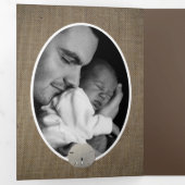 Sand Dollars & Burlap, 4 Foto Collage Baby Birth Drieluik Aankondiging (Binnenzijde eerst)