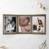 Sand Dollars & Burlap, 5 Foto Collage Baby Birth Drieluik Aankondiging (Binnen)